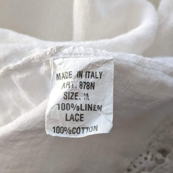 Alessia Pacini white linen blouse with cap sleeves and lace cut-outs - Picture 4 of 10